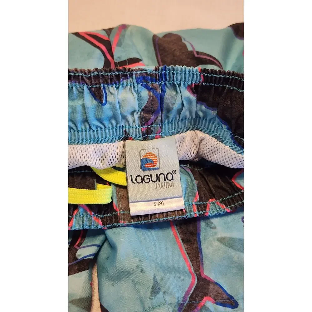 Boys Laguna Shark Graphic Swim Trunks Blue Size S (8) Board Shorts Beachwear